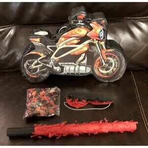 Motorcycle Pinata Shappy Red Racing Bike Pinata Complete Set - NEW